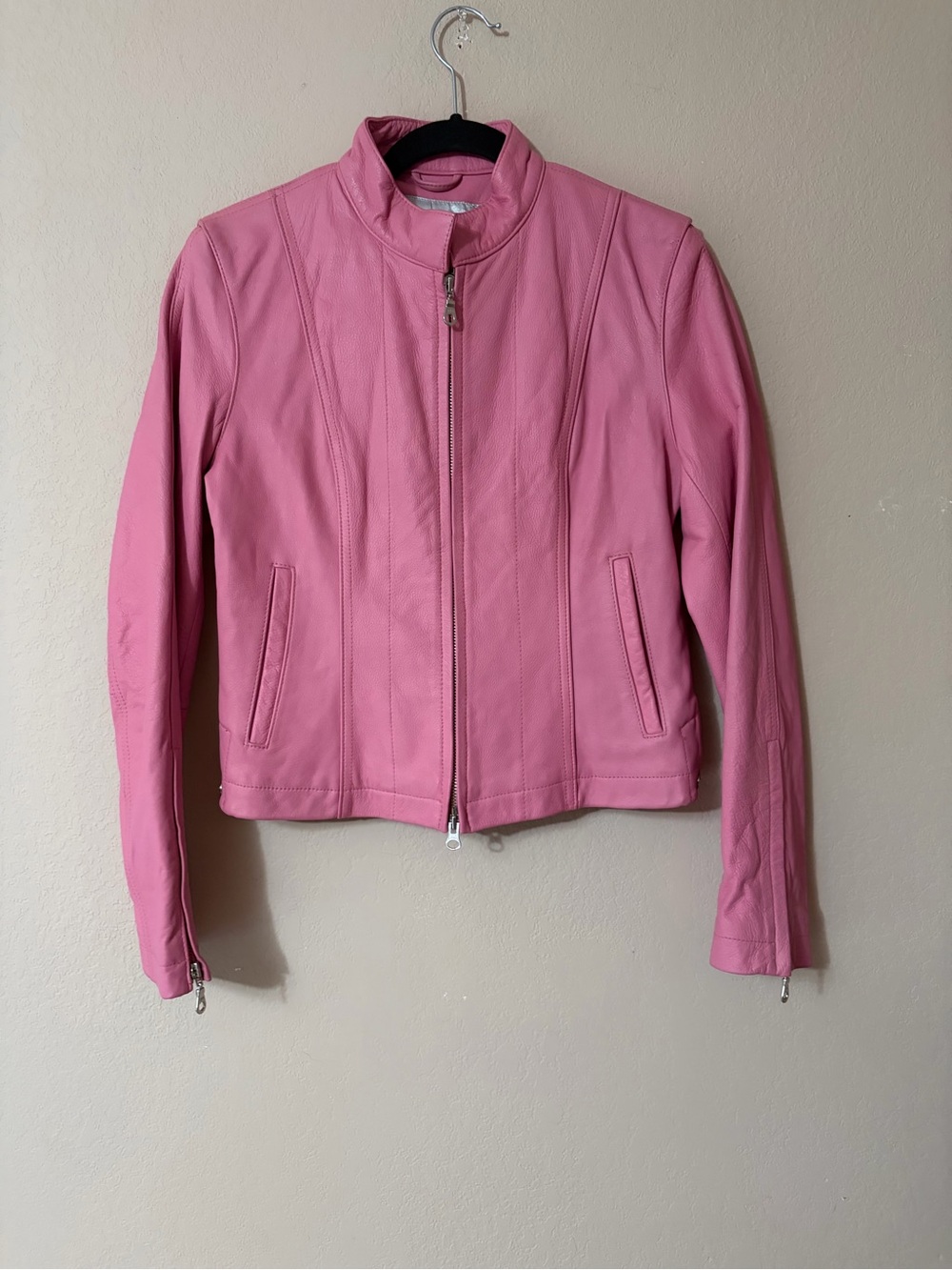 Vintage Wilsons Leather Maxima Pink Moto Jacket Small Y2K Cafe Racer Biker S - Picture 13 of 16